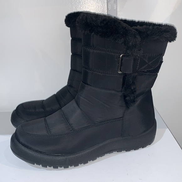 MID CALF FUR LINED BLACK BOOTS - Picture 5 of 10